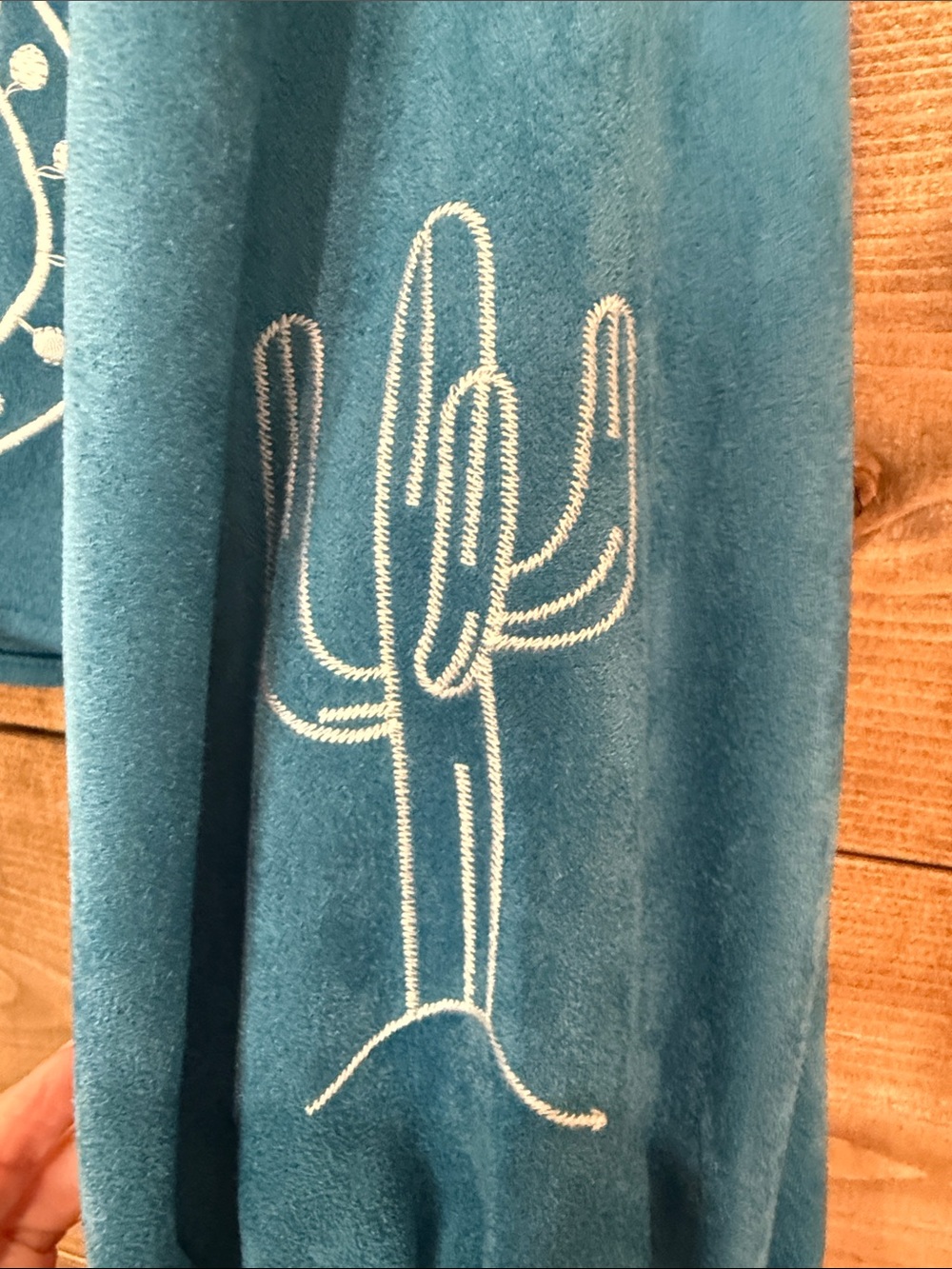 blue b. Teal Button, Tie Front Top with Western Embroidery - Picture 5 of 9